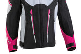 IXON STRIKER AIR L Niños Textil Moto Chaqueta Negro, Blanco Fucsia