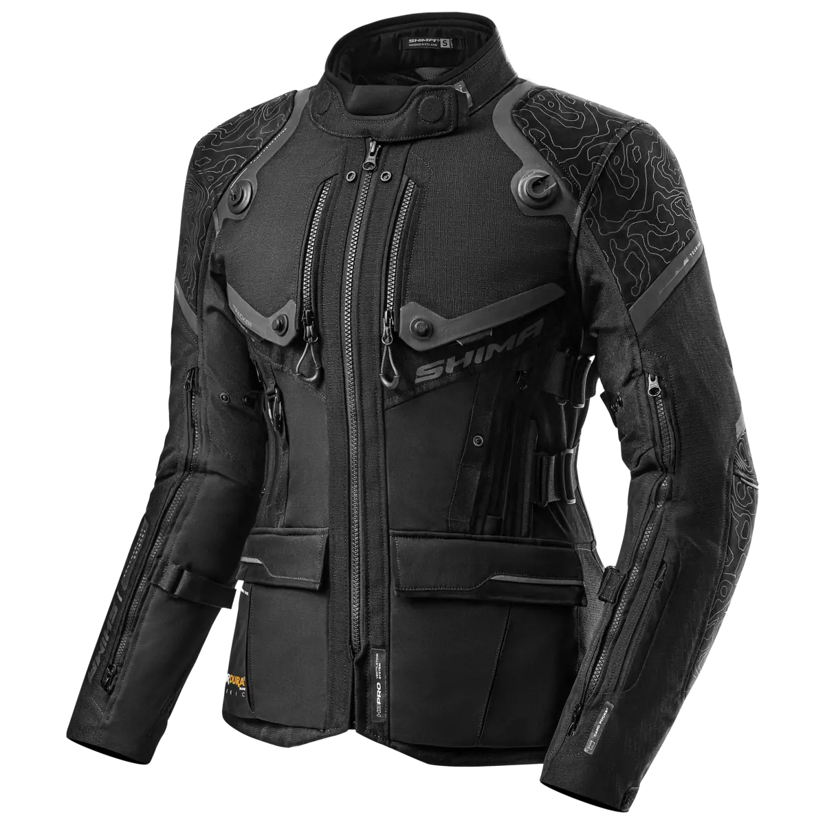 Casaco de motociclista Shima Tracker para mulher, preto.