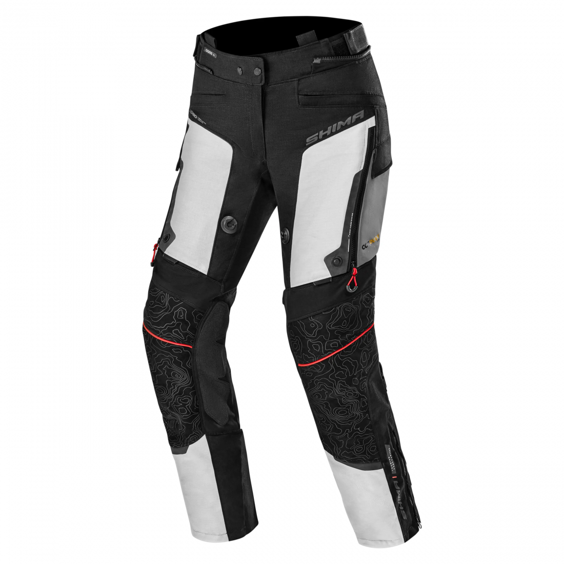 Calça de motociclismo para mulher Shima Tracker Touring, cinzento claro.