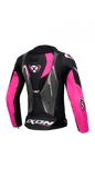 IXON VORTEX 3 Mujer Carreras Cuero Chaqueta Negro Rosa Blanco
