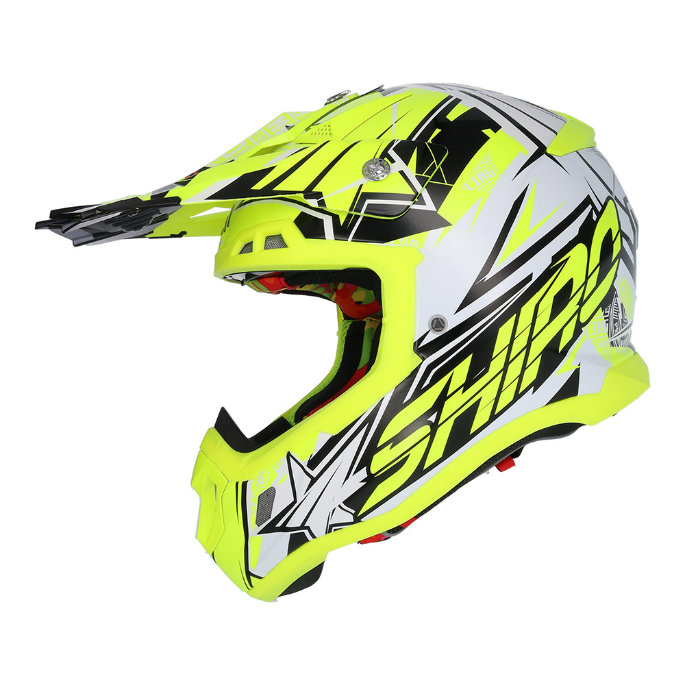 SHIRO MX-917 THUNDER 3 Casco de moto De Motocross Amarillo Flúor