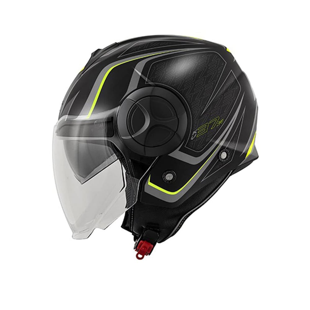 Kappa KV37R EVO Gráfica SHARP Moto Casco Jet NERO AMARILLO MATE