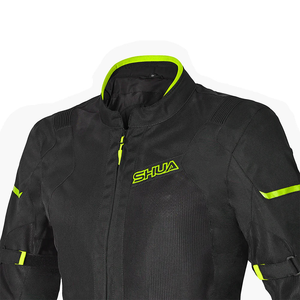 SHUA - Chaqueta Text Gravity Mesh Lady Negro/Amarillo fluor